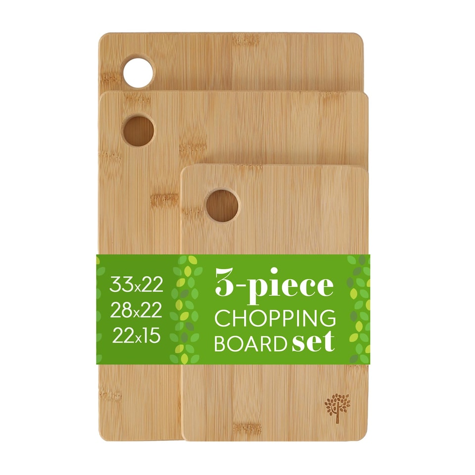 image 1 of Nicola Spring 3pc Rectangle Bamboo Chopping Board Set | Brown | Brown | 3