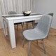 image 3 of Dining Table Set White And Black Table With 4 Grey Gem Pattern Chairs Dining Room Furniture