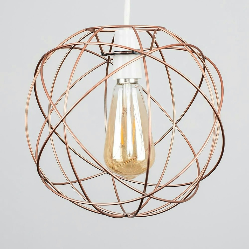 image 1 of ValueLights Retro Style Copper Metal Basket Cage Ceiling Pendant Light Shade