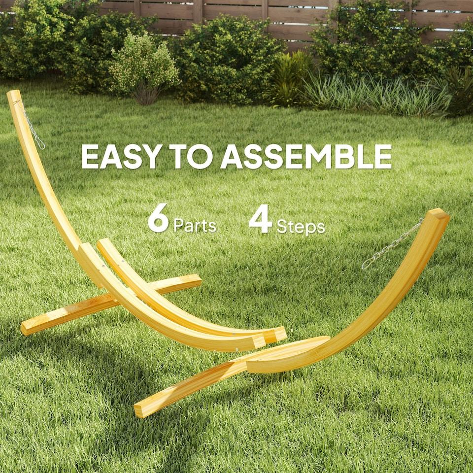 image 1 of Outsunny 3(m) Wooden Hammock Stand for Garden, Patio, Natural