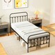 image 7 of HOMCOM 3ft Metal Single Platform Bed Frame w/ Underbed Storage Headboard Black