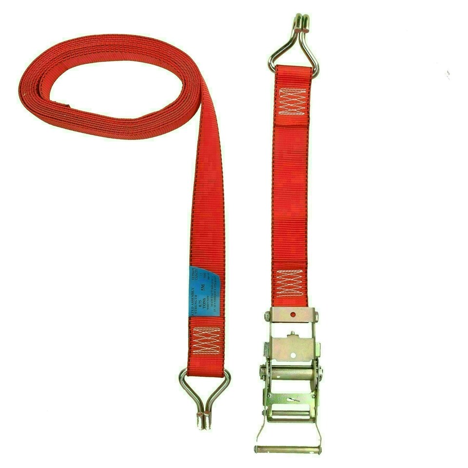 image 1 of Red Ratchet Strap Tie Down Trailer 5m Hook Cargo Strap 750kg Lashing SM005