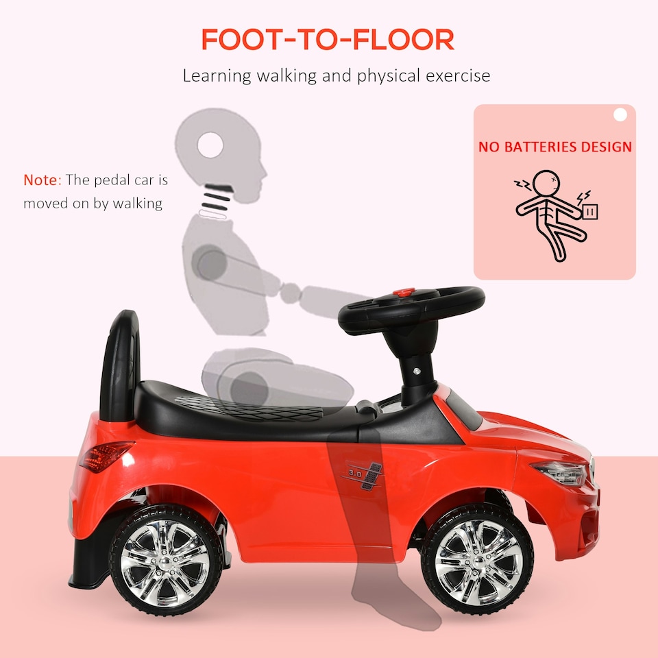 image 1 of HOMCOM Ride on Car Baby Toddler Walker Foot to Floor Sliding Car Slider Red