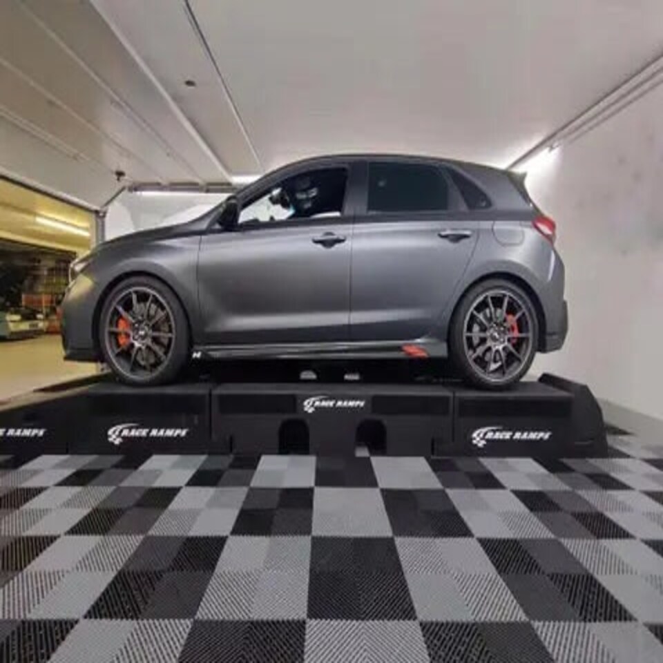 image 1 of Modular Interlocking Ribbed Garage Vented Floor Tiles - Black