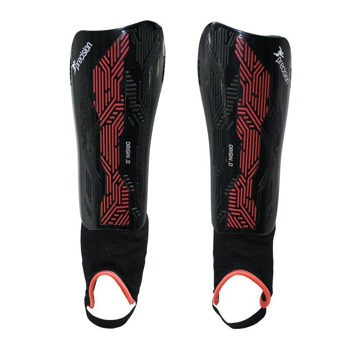 Precision Unisex Adult Origin.0 Shin Guards - Black/Red - S
