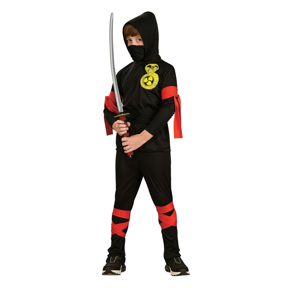 image 1 of Bristol Novelty Childrens/Kids Ninja Costume Set - Black/Yellow - 8-10 Years 8