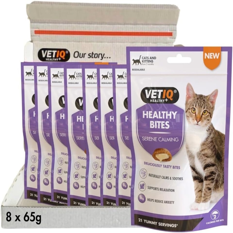 VETIQ Healthy Bites Serene Calming for Cats (65g) Cat Calming Products for Stress and Separation Anxiety, Tasty Low Calorie Calming Cat Treats, High in Protein