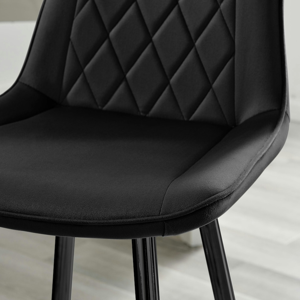 image 1 of Furniturebox Pesaro Bar Chair Black Velvet Black Leg x 2