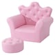 image 1 of HOMCOM Kids Sofa Set, 2PCs Crown-Themed Child Armchair with Ottoman, Pink 