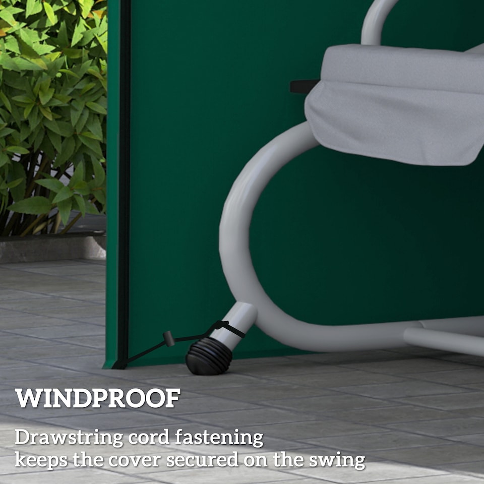 image 1 of Outsunny 3 Seater Garden Swing Cover, Windproof and Anti-UV | Green | Green | 220L x 125W x 172Hcm