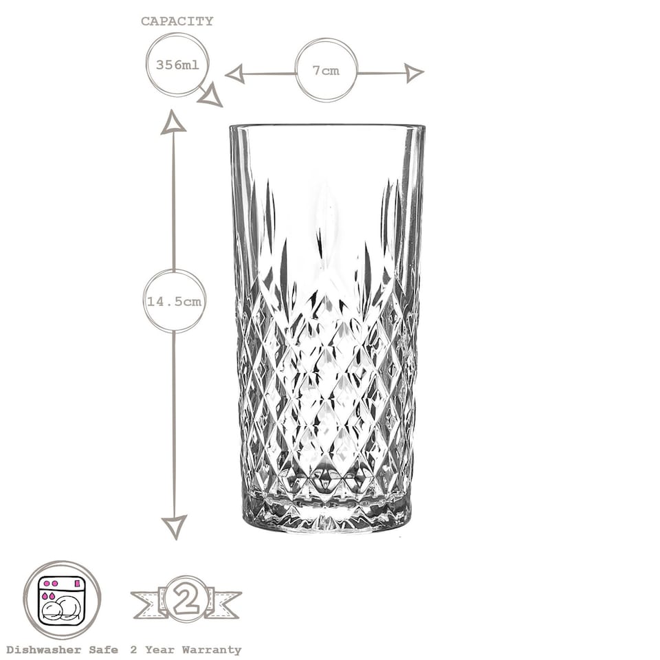 image 1 of LAV Odin Highball Glasses - 356ml - Clear - Pack of 6 | Clear | Clear