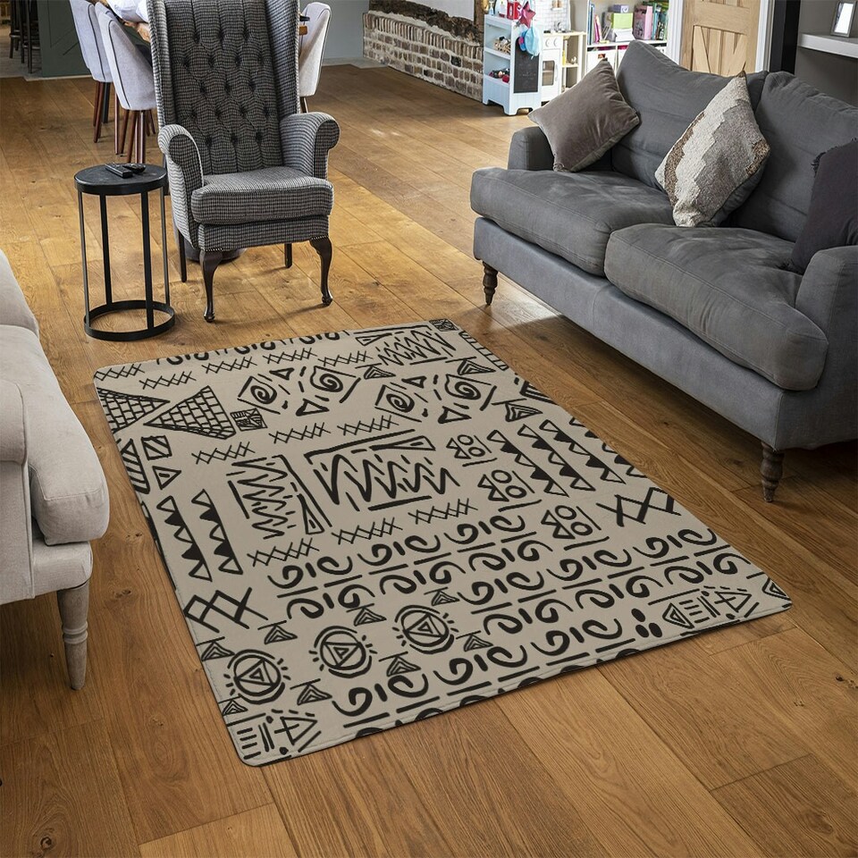 image 1 of Striped egyptian theme with ethnic and tribal motifs (Rug) Multi | XL: 160x230cm