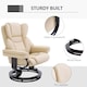 image 4 of HOMCOM PU Leather Manual Reclining Armchair Footstool Padded Seat Cream