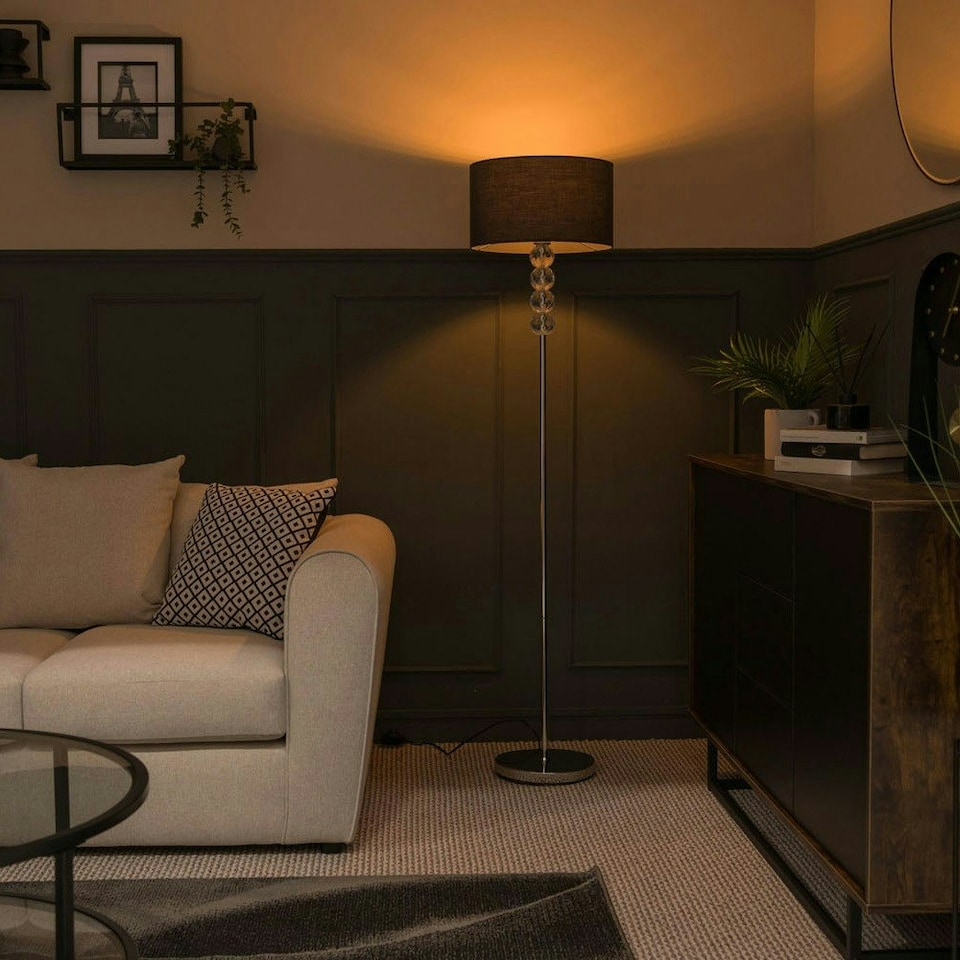image 1 of ValueLights Eleanor Silver Chrome & Clear Acrylic Ball Floor Lamp Base
