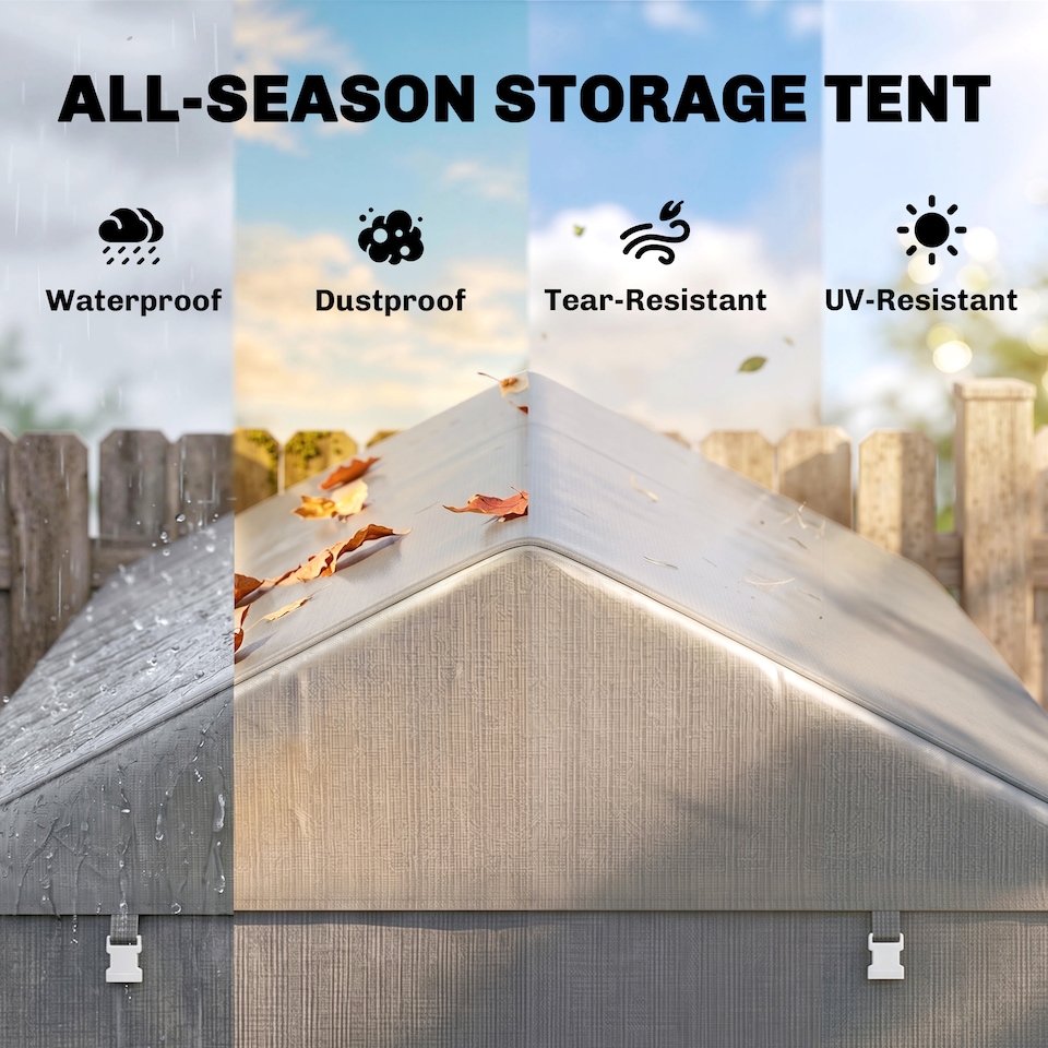 image 1 of Outsunny 1.6 x 2.2m Garden Storage Shed Portable Shed Tent, Light Grey