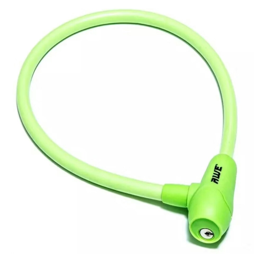 image 1 of AWE Silicone 600mm x 12mm Bike Automatic Hardened Steel Cable Lock Green