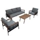 image 3 of Aluminium 4 Piece Sofa Set - Wood Effect