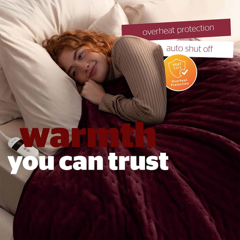 image 1 of Silentnight Luxury Heated Throw, Berry | Purple | Berry | One Size | 1