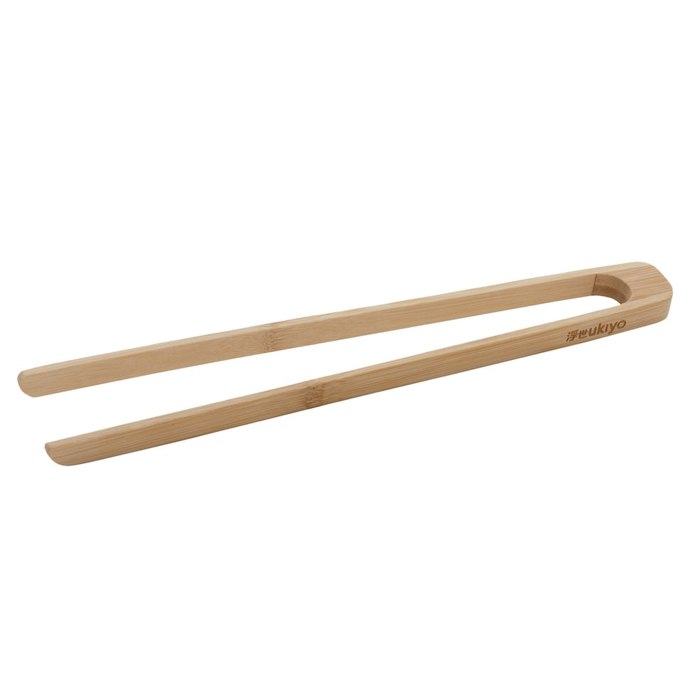image 1 of Ukiyo Bamboo Logo Tongs - Brown - One Size