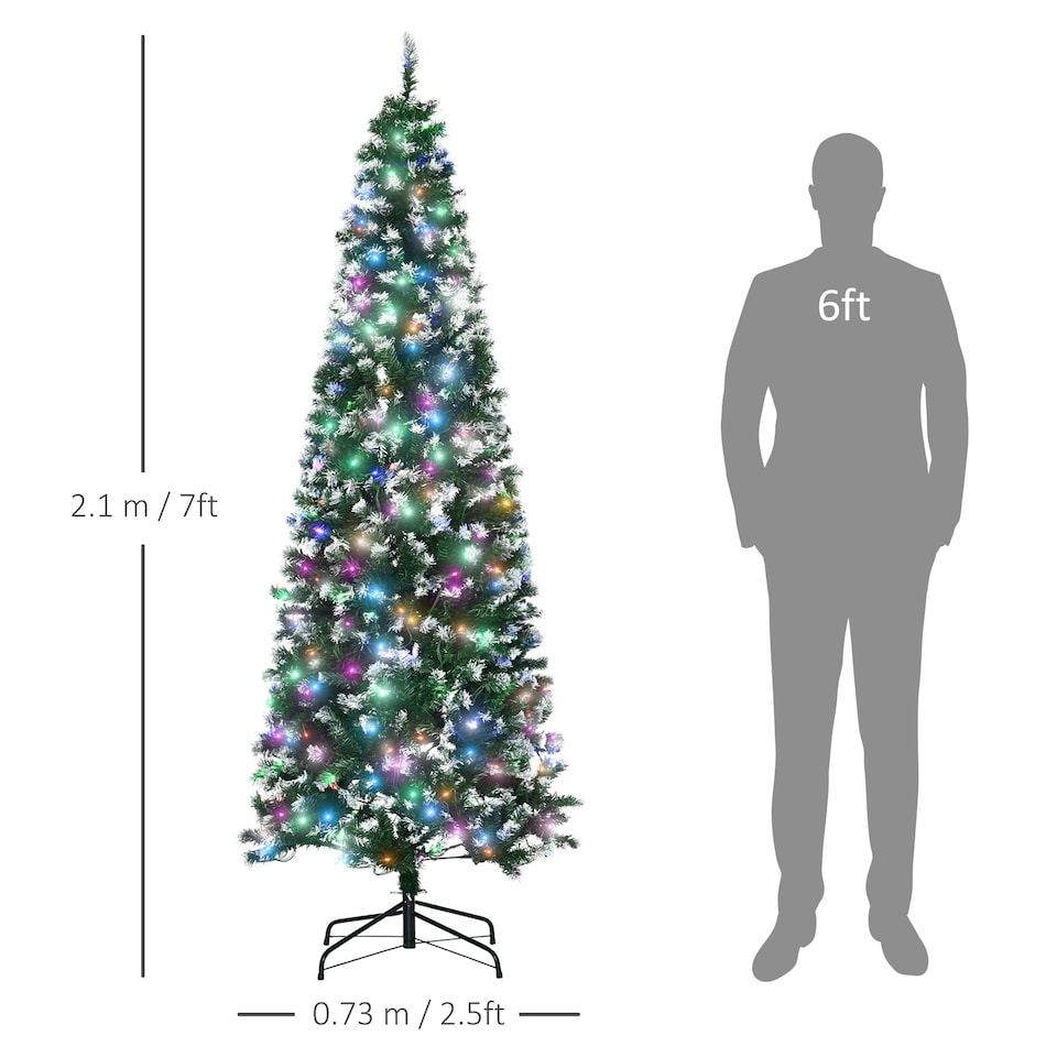 image 1 of HOMCOM 7FT Prelit Artificial Xmas Tree Holiday Décor w/ 350 Colourful LED Light