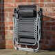image 9 of Multi Position Garden Zero Gravity Relaxer Chair Sun Lounger in Black & Silver | Black | Black