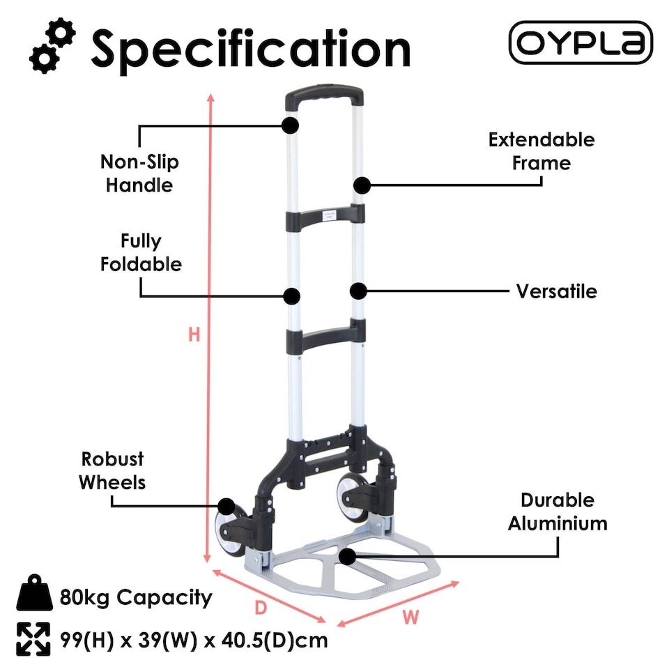 image 1 of 80kg Heavy Duty Folding Foldable Hand Trolley Sack Truck Cart