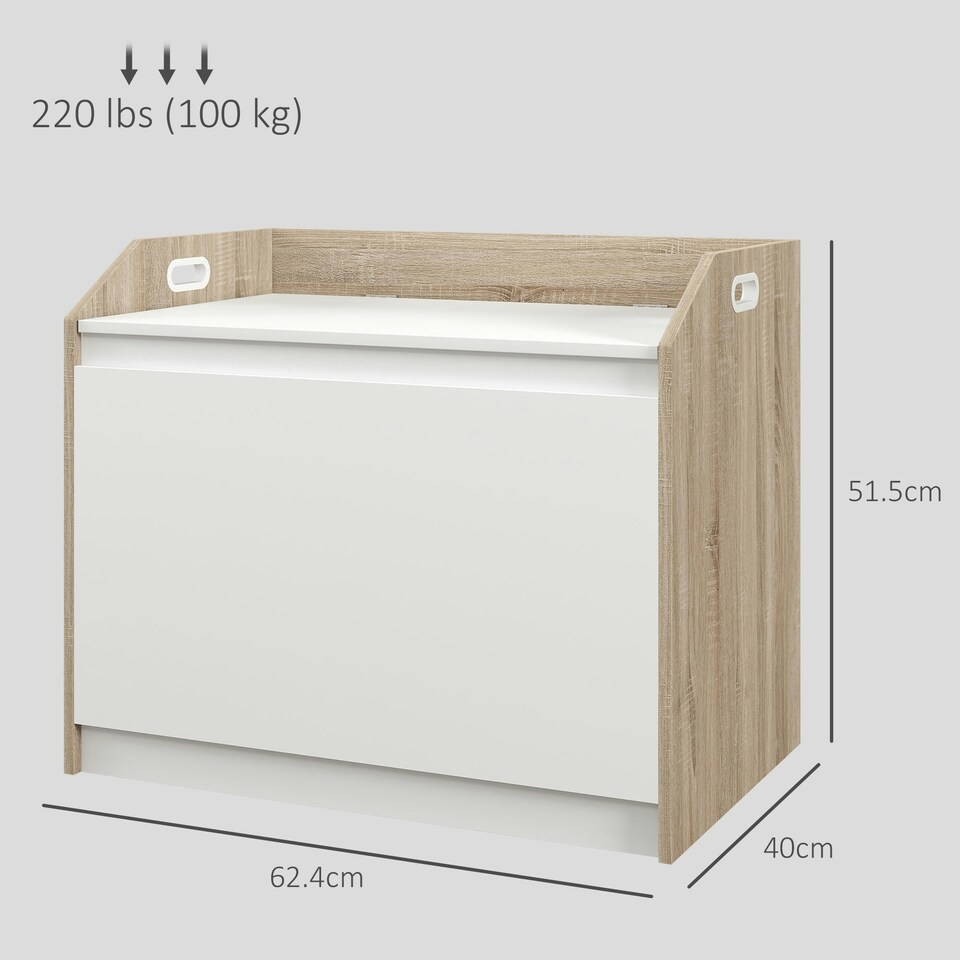 image 1 of HOMCOM Storage Bench Lift Top Cabinet Accent Seat Storage Box | White | One Size