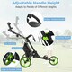 image 5 of COSTWAY 3 Wheel Golf Push Cart Folding Golf Holder Green