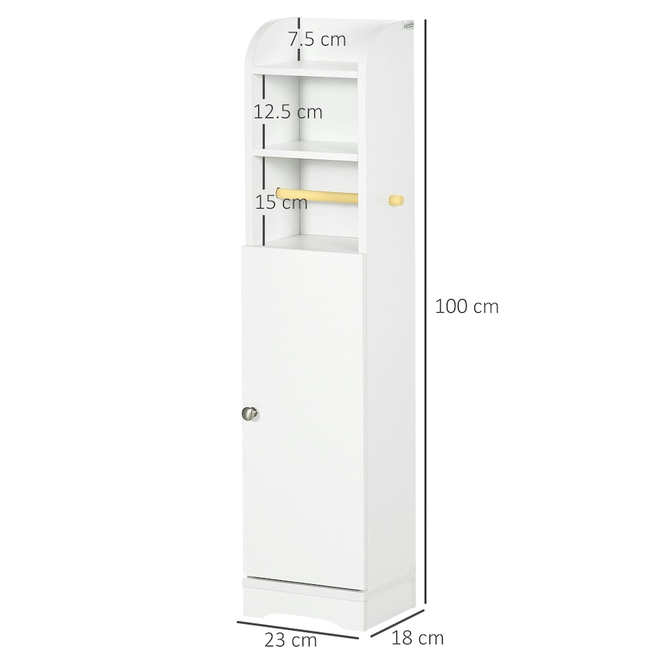 image 1 of kleankin Freestanding Bathroom Storage Unit with Adjustable Shelf, White White