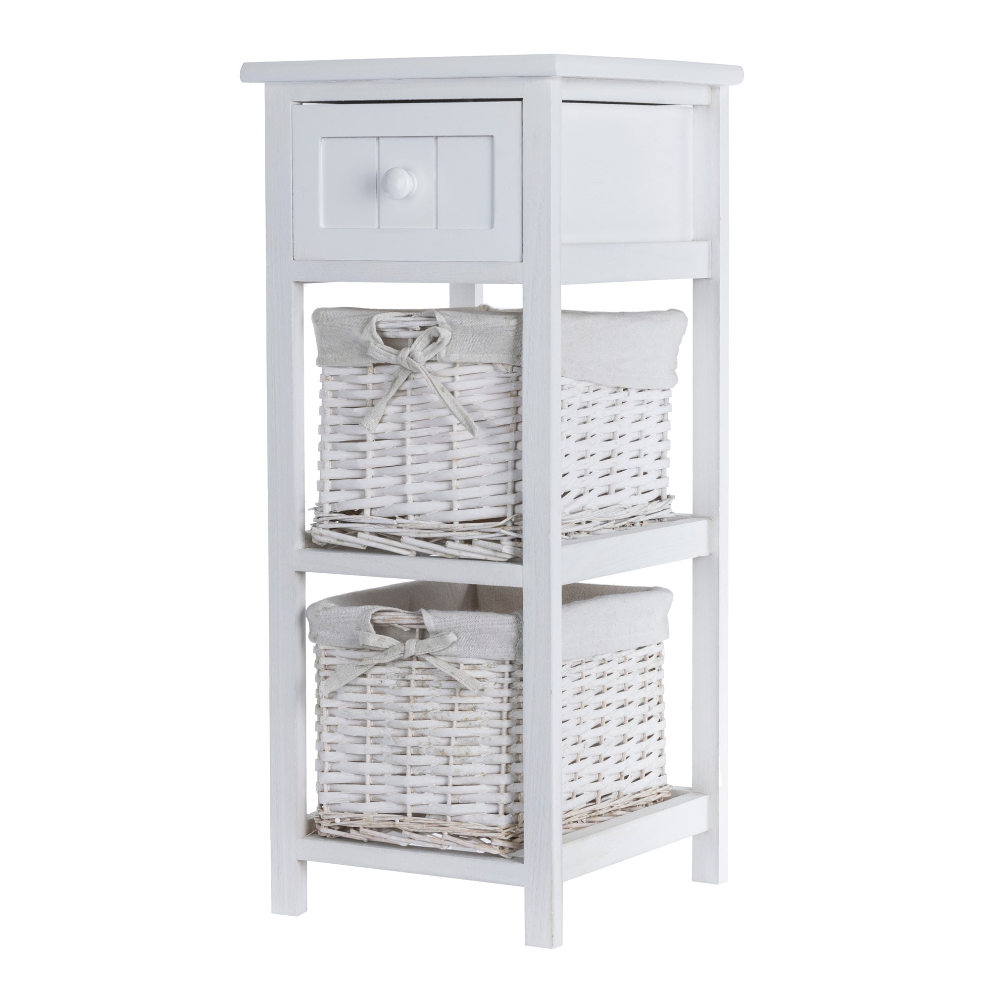 Rustic White Bedside Storage Unit for Bedroom and Home