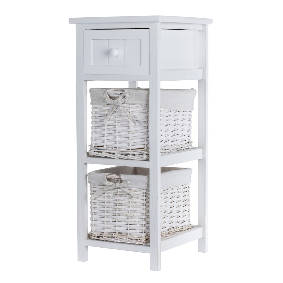image 1 of Rustic White Bedside Storage Unit for Bedroom and Home