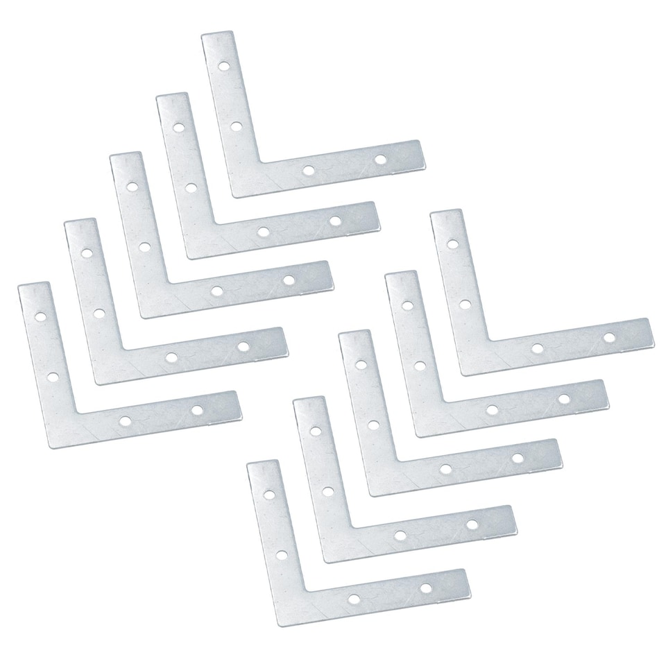image 1 of 75mm (3in.) Corner Mending Plate Angle Bracket L Shape Reinforcing Repairing 10pc