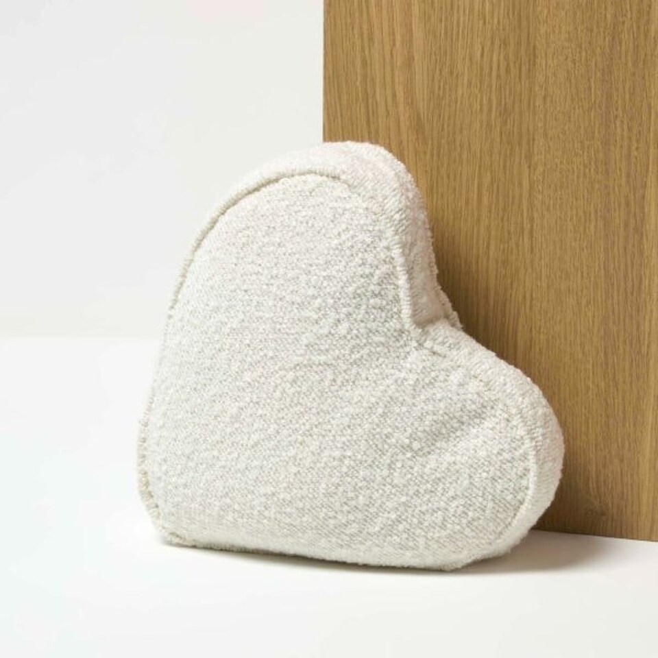 image 1 of Homescapes Luxury Boucle Fabric Heart Doorstop Set of 2
