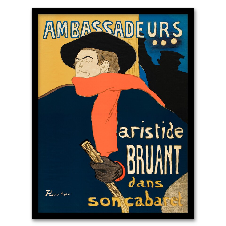 image 1 of Toulouse Lautrec Framed Wall Art Print Ambassadeurs Aristide Bruant Home Décor