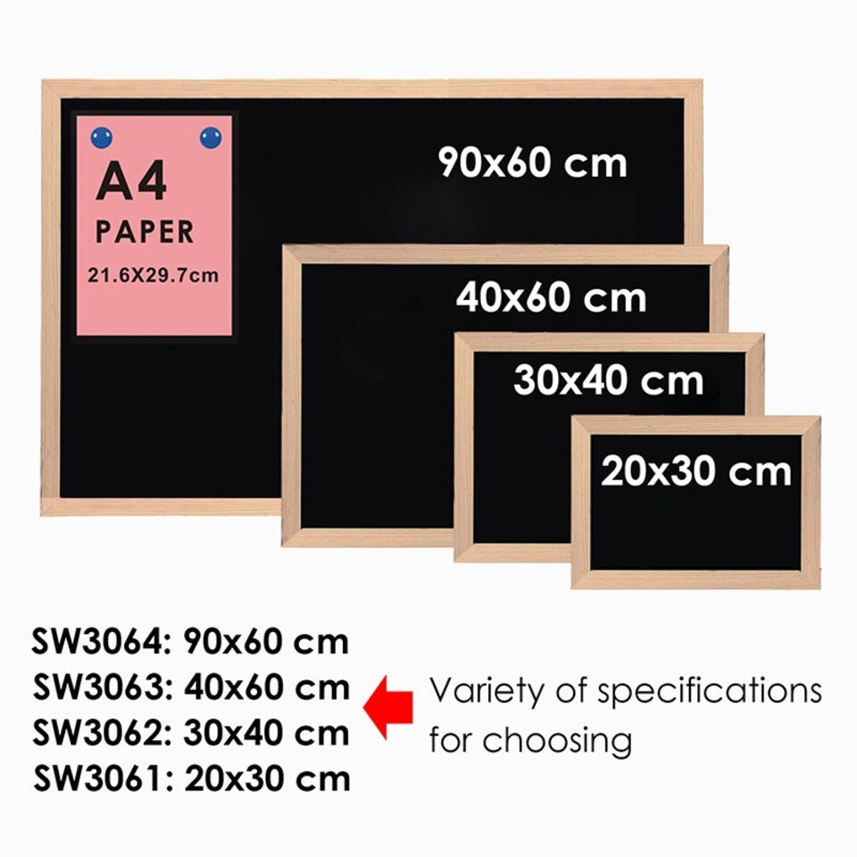 image 1 of Wood Framed Magnetic Writing Black Board 20 x 30cm