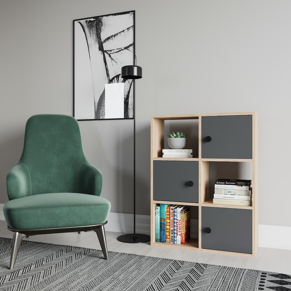 image 1 of Decorotika Tilton 3-tier and 3 Cabinets Bookcase