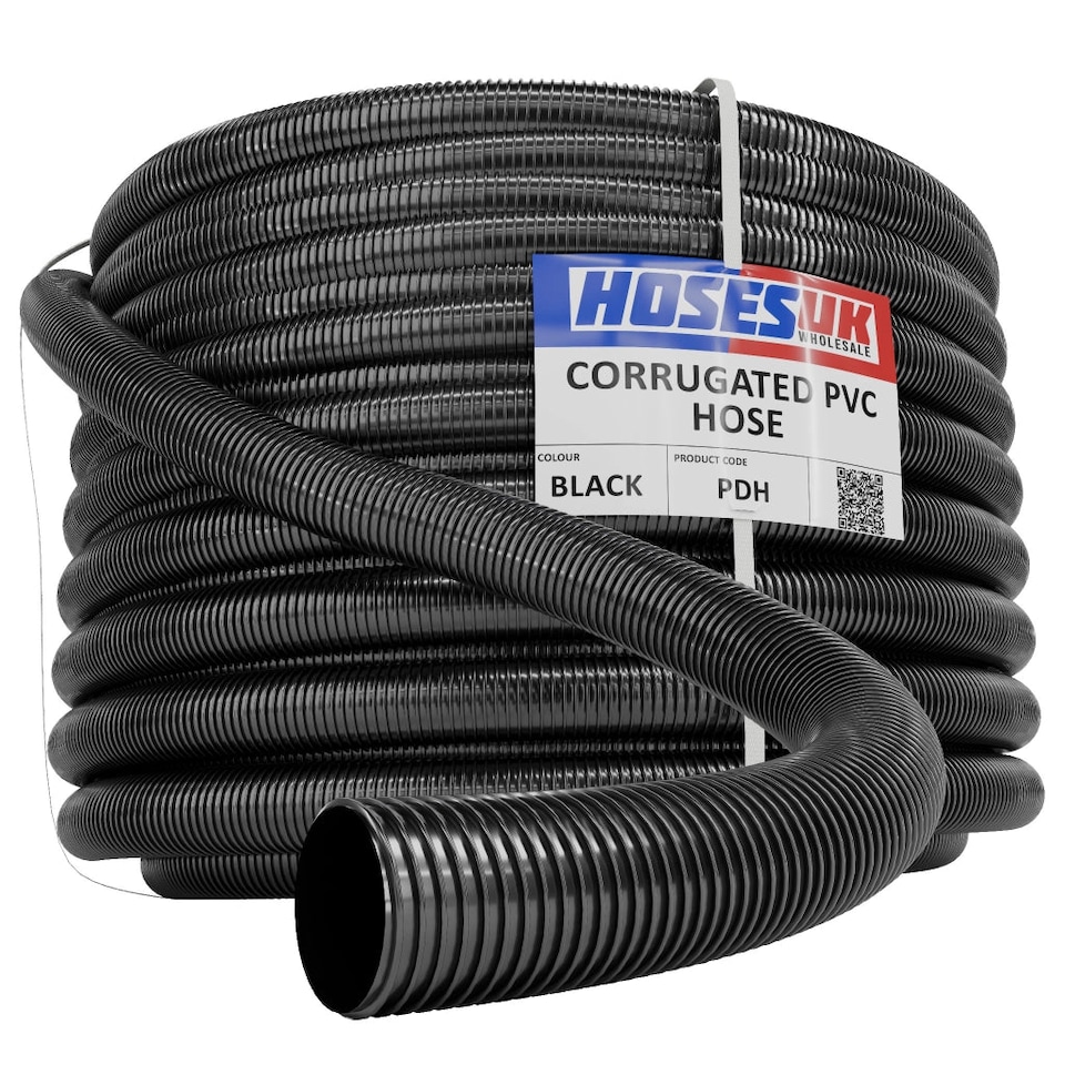image 1 of Auto Silicone Hoses 25mm Black PVC Corrugated Flexible Water Butt Hose 1m Reinforced Downpipe Connector Rainwater Harvesting Pump Pond