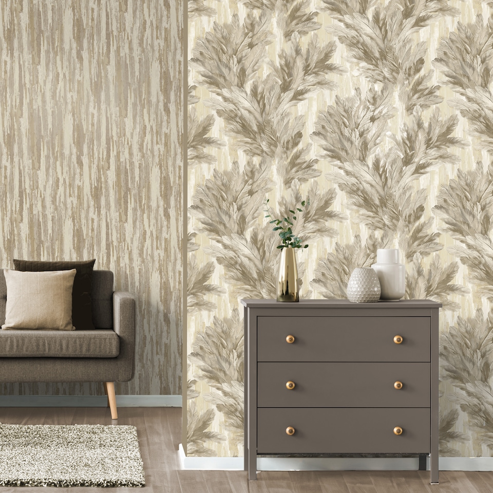 image 1 of Vymura M95694 Gianni Feather Wallpaper, Natural Beige
