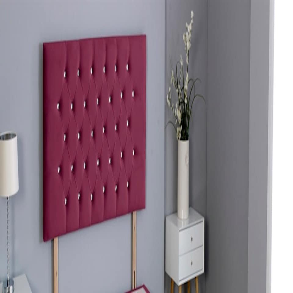 Maroon Plush Velvet Chesterfield Headboard | Multi | 3FT Single 26"inch Headboard