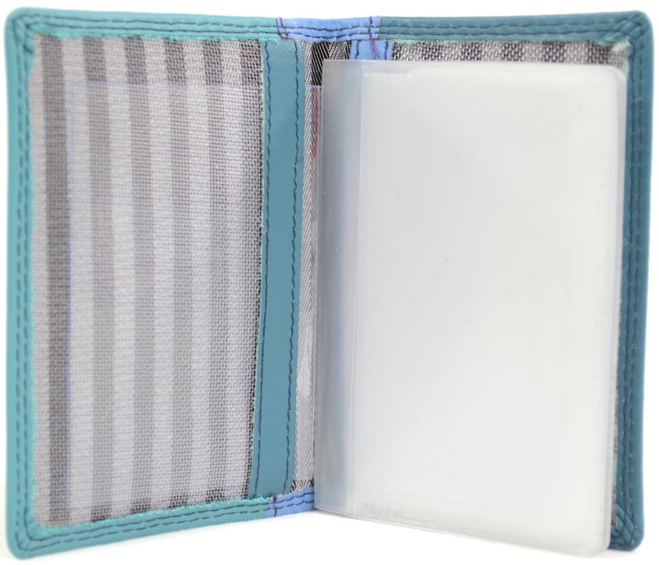 image 1 of London Leathergoods Unisex Soft Leather Credit Card/Travel Card Holder/Wallet | Blue | Ocean