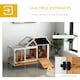 image 3 of PawHut Rabbit Hutch, Guinea Pig Cage with Wheels, Outdoor/Indoor, Yellow