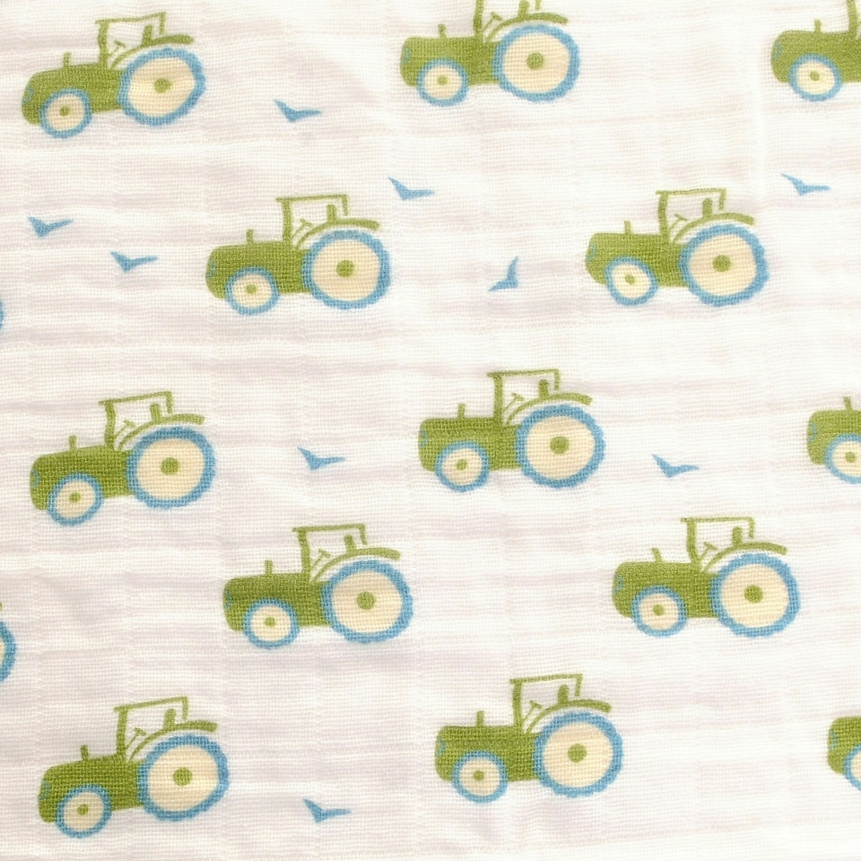 image 1 of Ziggle Muslin Square 3 Pack - Blue - Tractor, Dinosaur & Dog