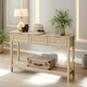 image 5 of Wooden 3 Drawer Rattan Hallway Console Table Brown Brown