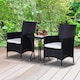 image 2 of Outsunny 3 Pieces Rattan Bistro Set, Wicker Garden Furniture Set with 2 Tier Coffee Table and Chairs, Cushions, for Outdoor Patio Balcony, Black