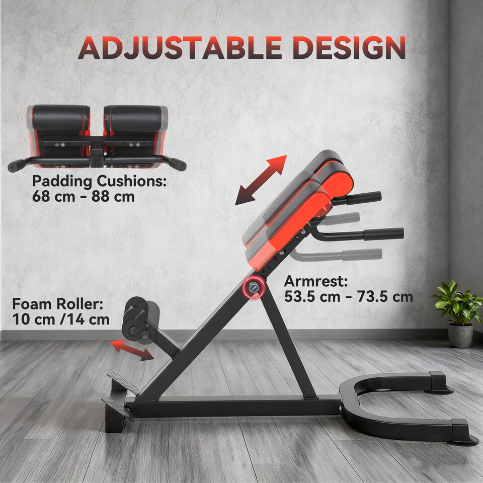 image 1 of SPORTNOW Roman Chair, Heavy-Duty 5-Level Adjustable Bench for Home Gym, Red