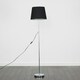 image 1 of ValueLights Charlie Chrome Floor Lamp Black Taper Shade & Bulb 
