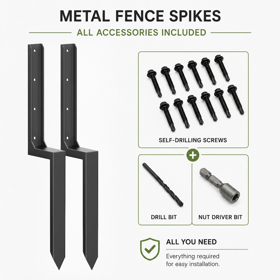 image 1 of Metal Fence Post Support and Repair Spikes | Black