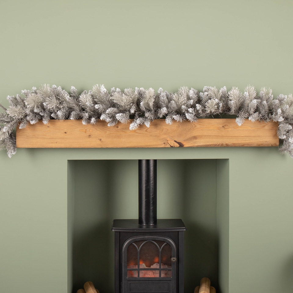 image 1 of 6ft (1.8m) Premier Lightly Flocked Grey Fir Christmas Garland with Mixed Tips