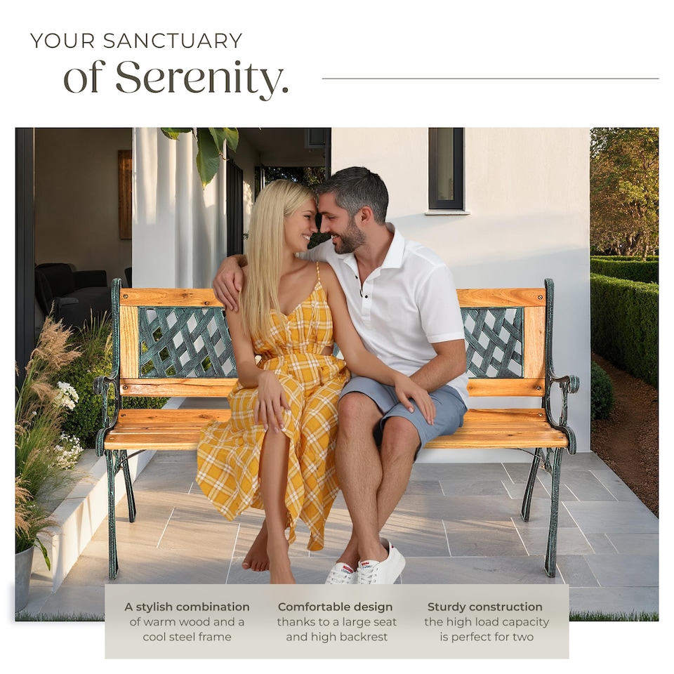 image 1 of Garden Bench Tamara - 2-seater, weatherproof, 128 x 51 x 73 cm | Brown | brown | 1