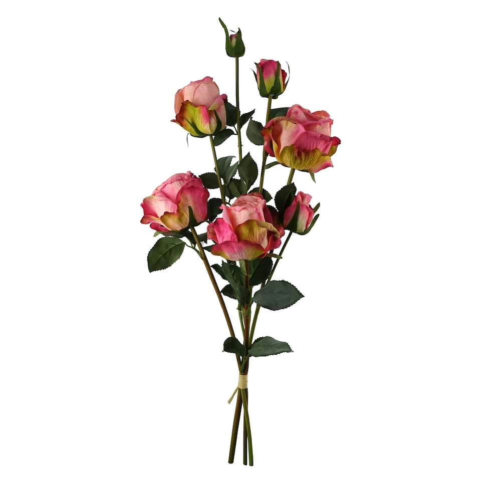 image 1 of 6 x 60cm Pink Rose Artificial Flower Sprays - 24 Flowers 18 Buds